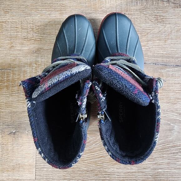 Sperry Plaid Fleece Ducks Rain Boots | Women's 7M - Picture 9 of 12